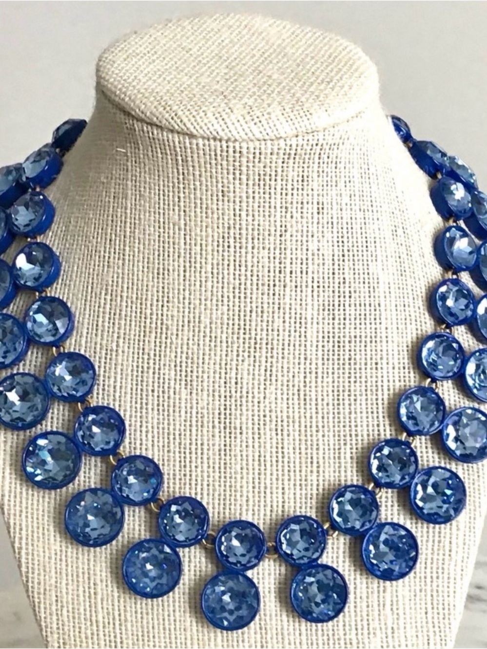 J Crew Brûlée Blue Faceted Statement Necklace